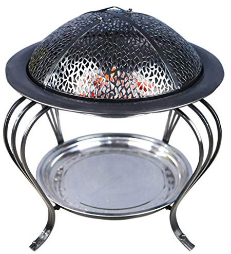 0℃ Outdoor Holzkohlegrill Rundgrill Holzkohle-grillwagen Standgrill Barbecue Grill für BBQ Garten Camping Balkon, Runder Holzkohlegrill mit Deckel, Einfach zu Verwenden, Spezielle Belüftung,L