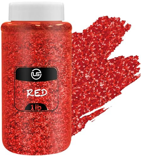 Red Glitter Bulk, Fine Glitter for Crafts, Resin and Scrapbooking – 1 LB/16OZ Shaker Bottles Great for Tumblers and Crafts