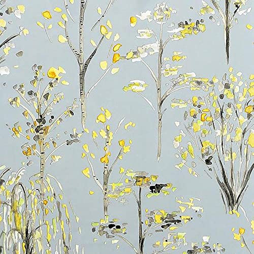 Watercolour Tree Wallpaper Grey White Yellow Floral Flower