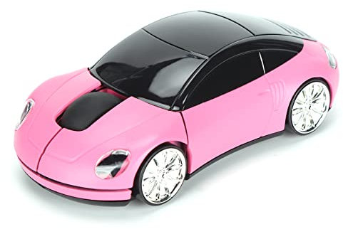 Souris sans Fil 2.4G pour Ordinateur Portable, Mini Souris sans Fil Intelligente en Forme de Voiture, Souris de Jeu Ergonomique avec Récepteur USB, Cadeaux pour Les Filles(Rose)