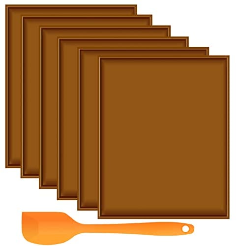 6PCS Silicone Dehydrator Sheets - Nonstick fruit leather trays for dehydrator with Silicone Scraper Compatible with Cosori CP267-FD High Temperature Resistance Reusable for Fruits Meat Vegetables