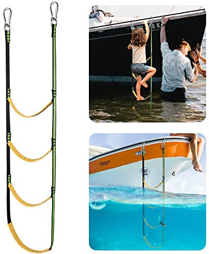 Joyivike 4-Step Marine Rope Ladder Portable Kayak Ladder With Reflective Design Boat Boarding Rope Ladder Wakeboard Yacht Auxiliary Equipment Rib Boat Boarding Ladder For Kayak, Motorboat, Canoeing
