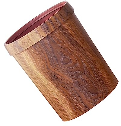 Operitacx Petite poubelle décorative en grain de bois pour chambre à coucher, salon, bureau, salle de bain, ferme, 10 L, motif aléatoire