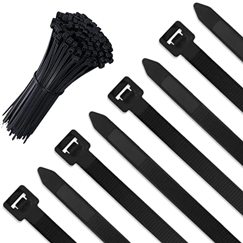 100 Pack Black Thick Cable Ties Heavy Duty Large 300mm×7.6mm Strong Nylon Plastic Self Locking 12 inch/30 cm Extra Long Zip Tie Wraps