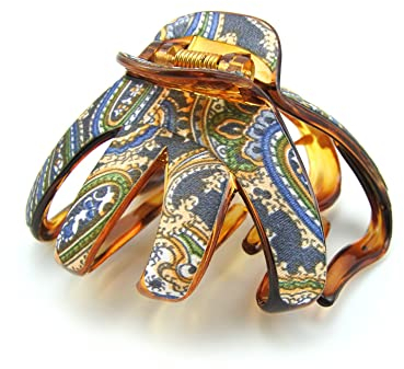 Meilliwish Edel Wunderschönen Groß Large Elegant Temperament Frauen Pferdeschwanzhalter Haarklammer 1 Stück(D104)(Blue)