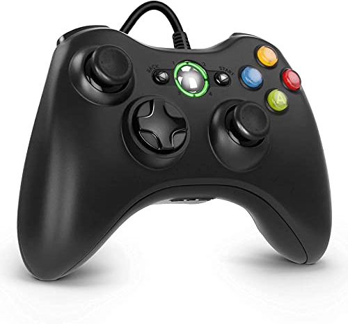 Diswoe Controlador para Xbox 360, controlador de PC USB con cable joystick gamepad, controlador de diseño ergonómico mejorado para Xbox 360 Slim PC con Windows Vista/7/8/8.1/10