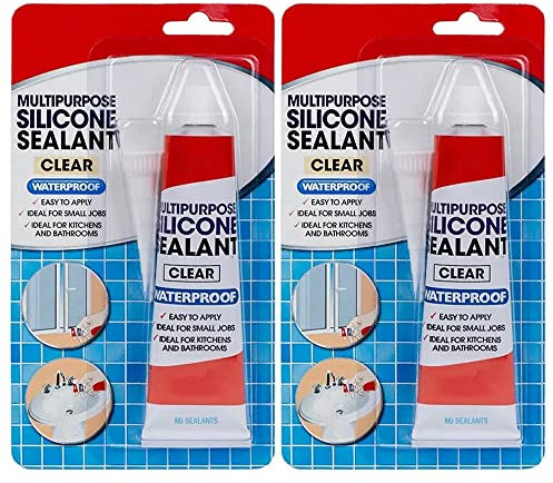 Waterproof Silicone Sealant Clear 70Gm Easy to Apply Ideal for Small Job Kitchen and Bathroom | General Purpose Silicone Sealant Pack of 2