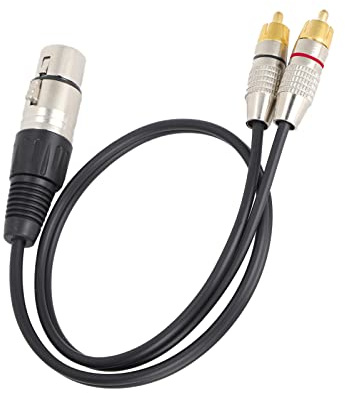Cable de Audio de 1 XLR Hembra a 2 RCA Macho, Adaptador de Cable de Parche de Interconexión, Cable de Parche Divisor Y para Equipos de Audio de Cine en Casa, Funda de PVC Flexible(3m)