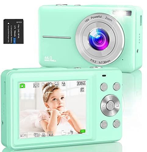 Amdeurdi Digital Camera, 44MP & FHD 1080P, 16x Zoom, Compact, Green