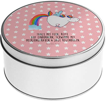 Mr. & Mrs. Panda Blechdose rund Einhorn Fliegendes Pferd - Geschenk, Spielen, Metallkiste mit Deckel, Einhörner, Aufbewahrungskiste,