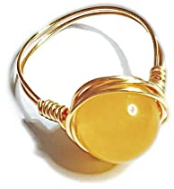Steinring Gelber Jaspis Natursteinring Frauen Runde Perlen Wire Wrapped Ring Vintage Einfache Ringe St. Patrick's Day Party Geschenk Schmuck Für Frau Freundin Mutter