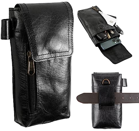 moonster Handy Gürteltasche Herren Leder – Gürteltasche Handy aus Echtem Büffelleder – 19 cm x 8 cm Handy Gürteltasche Leder Herren für Große Smartphones – Sichere & Langlebige Gürteltasche Leder