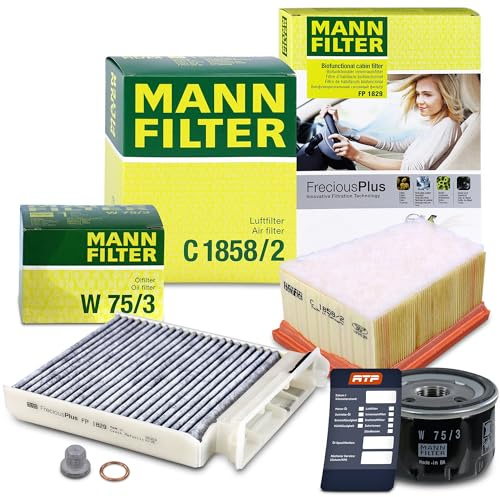 MANN-FILTER Filterset 1x Ölfilter, 1x Luftfilter, 1x Innenraumfilter, Kompatibel mit DACIA DUSTER (HS_), LOGAN (LS_), LOGAN MCV (KS_), SANDERO, RENAULT LOGAN I (LS_), LOGAN I Kombi (KS_)