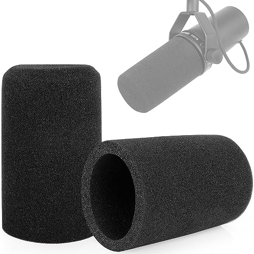 ChromLives Windscreen for SM7B, 2Pack Microphone Pop Filter Foam Cover Compatible with Shure SM7B, Mic Cover Replacement for Noise Reduction By , Black