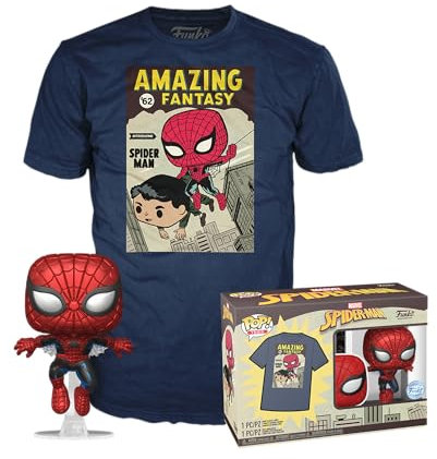 Funko POP! & Tee: Spider-Man - Comic Cover - Metallisch - Small - T-Shirt - Kleidung mit Vinyl-Sammelfigur - Geschenkidee - Spielzeug und Kurzärmeliges Top Für Erwachsene Männer