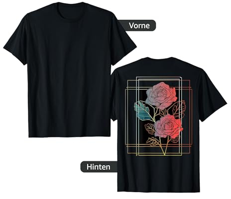 Backprint: Stylische Rose Blume auf Blumigen Festival Rose T-Shirt