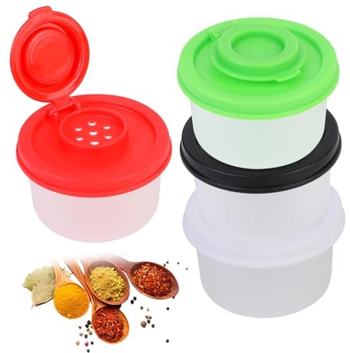 JUPSK 4 Pack Salt and Pepper Shakers, Plastic Bottle Salt and Pepper Set Mini Travel Spice Jar Salt and Pepper Dispenser Moisture-Proof Picnic Salt and Pepper Shakers Transparent Sealed Spice Bottle