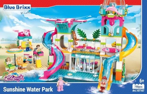 BlueBrixx Kids 107167 – Cherry: Sunshine-Wasserpark aus Klemmbausteinen mit 798 Bauelementen
