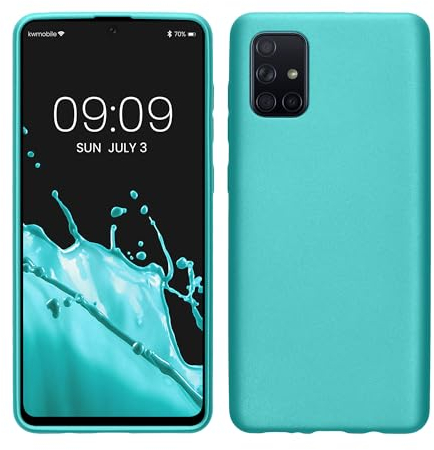 kwmobile Case kompatibel mit Samsung Galaxy A71 Hülle - Schutzhülle aus Silikon metallisch schimmernd - Handyhülle Metallic Mintgrün