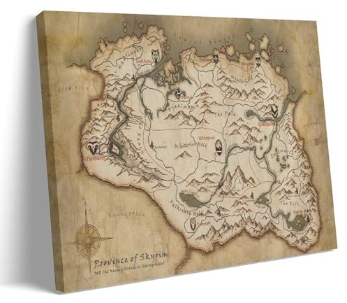 EVMILA Skyrim Landkarten-Poster, dekoratives Gemälde, Leinwand-Wandposter und Kunstdruck, modernes Familienschlafzimmer-Dekor-Poster, 30 x 45 cm