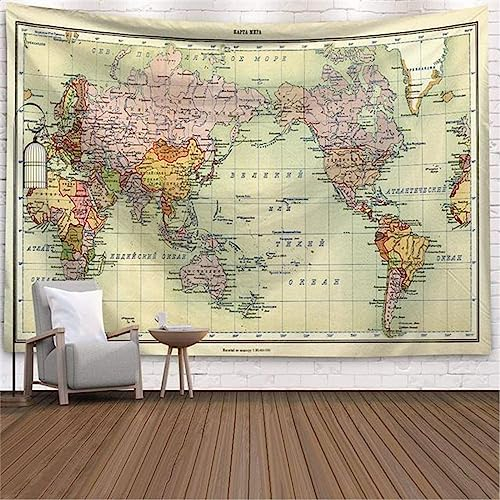 MEKPAM Wandteppichweltkarte 3D-Druck Polyester Geometrischer Wandbehang Tapisserie Dekor Ölgemälde Strandtuch Isomatte Yogadecke Matte 150x100cm