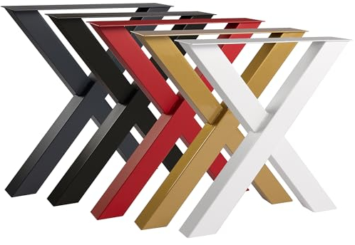 Strong&Style Tischbeine Tischkufen Tischgestell Möbelfüße 1 Stück X Form Metall Pulverbeschichtet Esstisch Schreibtisch Couchtisch Innen Außen Höhe 72 cm Breite 80 cm Profil 80 x 80 mm Schwarz