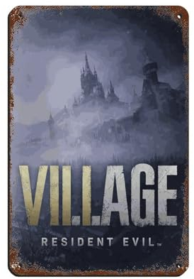 FrySky Resident Evil Village 7 Poster Blechschild Vintage Metall Pub Club Cafe Bar Home Wandkunst Dekoration Poster Retro 20 x 30 cm