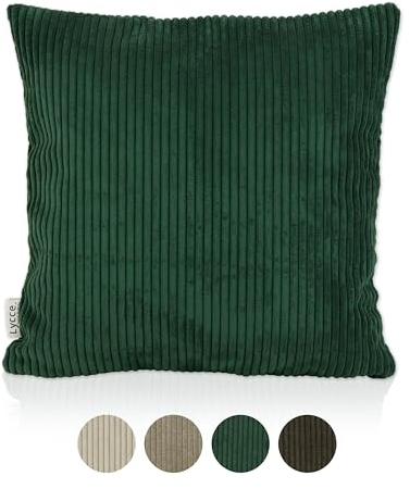 Lycce Kissenbezug in Grün - Hochwertige Cordstoff Kissenhülle 50x50 cm, Ideal für Dekokissen, Zierkissen, Strapazierfähig & Pflegeleicht