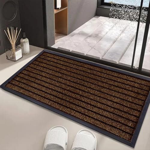 Anti Slip Mat - 45 x 75 cm - Dirt Trapper Door Mats Indoor Rugs for Bedroom Decor Heavy Duty Rubber Backed Floor Mats for Kitchen Floor Mats - Brown