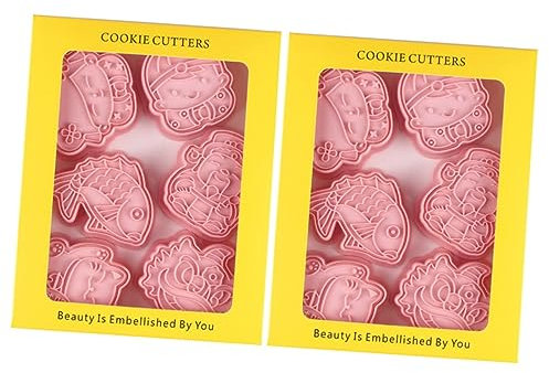 PRETYZOOM 2 Sätze Keksform Plätzchenform Des Neuen Jahres Kuchen Plätzchen Neuheit Ausstecher Silikonformen Fondant-stempel Backen Pp 3d Mondkalender Rosa Dreidimensional