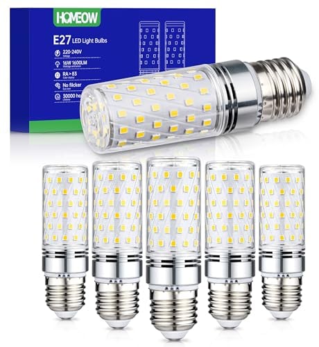HOMEOW E27 LED Neutralweiß 4000K, Extra Hell 16W 1600LM Lampe, Ersetzt 150W Glühbirne, Maiskolben LED E27 Energiespar Leuchtmittel, Nicht Dimmbar, AC 220-240V, 6er Set