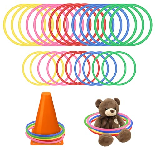 25 Stück Wurfringe, 15cm & 13cm Kunststoff Toss Ringe Set für Ring Toss Spiel in 5 Farben, Bunt Ringe Werfen Kinder, Wurfringe Kinder Outdoor für Party Favor Spiele, Karneval, Garten
