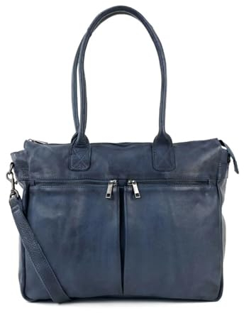 Damen Leder Tasche, Schultertasche, Handtasche,Shopper Binni, Leder Henkeltasche, Damen Business, Büro, College Tasche