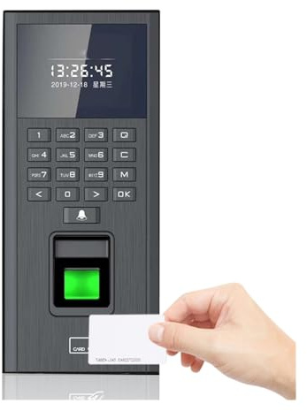 AUBEST Timbratura in Macchina per i dipendenti di Piccole Imprese 125Khz 13.56Mhz Controllo accessi biometrico di Impronte digitali con Tastiera Elettronica USB Orologio Registratore di presenze