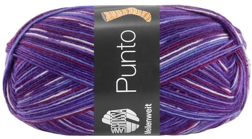 LANA GROSSA Meilenweit 100 Punto | Sockenklassiker, bedruckt und waschmaschinenfest | Handstrickgarn aus 80% Schurwolle & 20% Polyamid | 100g Wolle zum Stricken & Häkeln | 420m Garn FB 6308