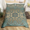 Homewish Blaue Damast Bettbezug Set Gothic 135x200 Bettwäsche Sets,Viktorianische Tröster Abdeckung Vintage Barock Blumen Gothic Bett Set Antike Medaillon Floral Böhmische Dekor,Walnuss