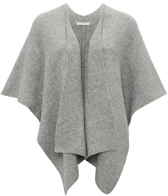 OPUS Damen Poncho/Cape | Weiches Strickcape ABLANKI Oversize mit Wolle hazy fog melange, 0