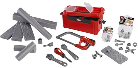 little tikes Creative Construction Tool Box Set - Includes 9 Accessories, Pretend Play Construction Set, Suitable for Boys and Girls Ages 3+ Years