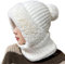AMEEDA Kapuzenschal Damen Wintermütze-Masken-Set mit Kapuze for Damen, gestrickt, Kaschmir, Hals, warm, Ski, Winddicht, Mütze, Dicker Plüsch, Flauschige Mützen, Kapuze(White)