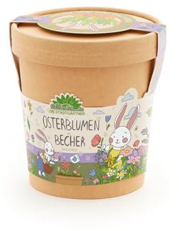 Die Stadtgärtner Osterblumen – Anzuchtset für einen farbenfrohen Osterblumenstrauß l Enthält Blumensaatgut & eine Kokos-Quelltablette im umweltfreundlichen Pappbecher