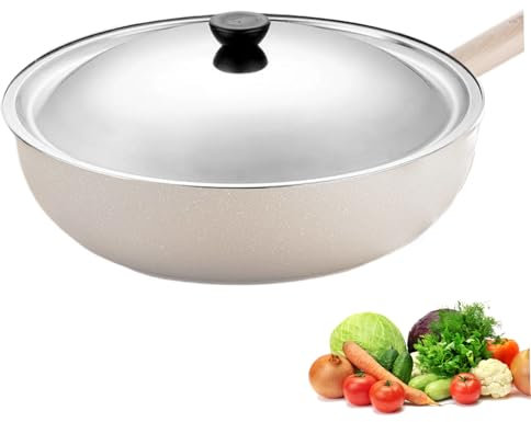 KYEQATY Pot Lid 30cm Stainless Steel Food Grade Wok Cover Replacement Explosion-Proof Round Pan Lid with Anti-scalding Knob Wok Lid for Kitchen Cooking Accessories