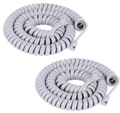 HAWAKA Telefonkabel, RJ9 (4P4C), Spiralkabel, 1,8 Meter Telefonkabel für Festnetztelefon zu Hause, Büro, Telefonstecker, umwickelt