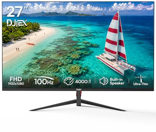 DJiEX 27 Inch Monitor FHD 1920x1080p 100Hz with Horn Refresh Rate 3ms Support DP HDMI Home Office Game Monitor Sync Visual Experience, Support Wall Mounted Installation
