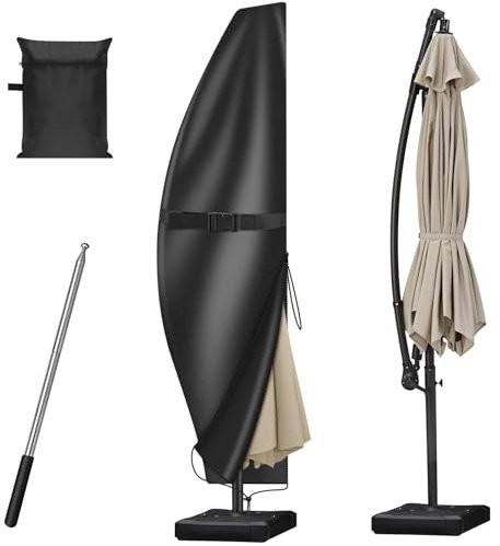 GLOSKIN Housse Parasol Deporte, Housse de Parasol de 2 à 4 m en Porte-à-Faux avec Tige, Housse Protection Parasol, Protection Contre Les Intempéries et UV, Couverture de Parapluie Extérieur