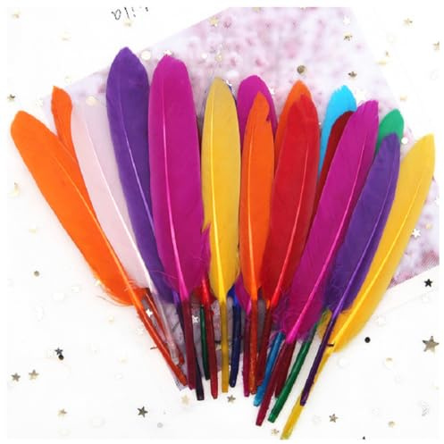 Qiantull Federn zum Basteln 50 Stück Feder Feather Bastelfedern Federn Deko Zubehör für DIY Ohrring Hochzeit Deko Traumfänger Kopfschmucksfedern Schulhandwerk Karneval Fasching Deko Mix 2#
