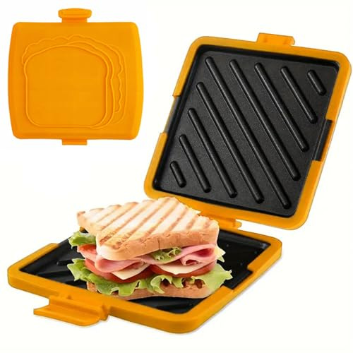 Grill à micro-ondes, machine à sandwich micro-ondes, presse sandwich antiadhésive en silicone de qualité alimentaire, sans fil et grille-pain lavable au lave-vaisselle pour le bureau domicile