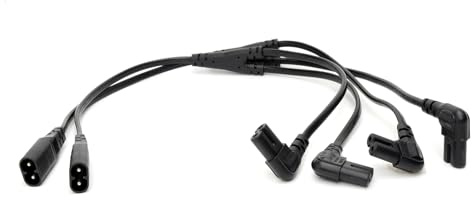 HangTon 2pack Power Extension Cord, IEC320 C8 to 2x C7 Right Angle Figure 8 for Projector Laptop PS4 LED Lamp Household Appliances, 20