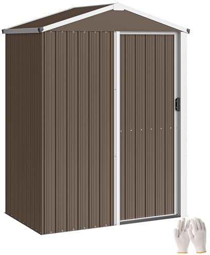 Outsunny Caseta de Jardín Exterior, 1,1 m², 136x87x179 cm, Marrón