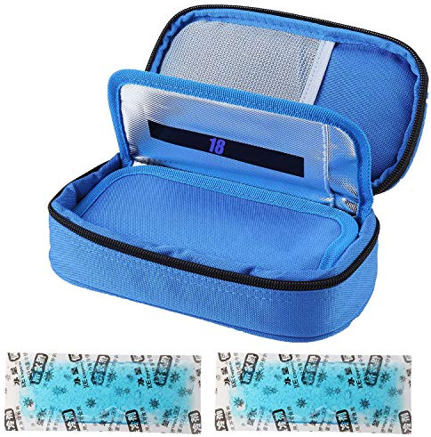 Borsa refrigerante per insulina, per accessori per diabetici, con piastre eutettiche, colore blu