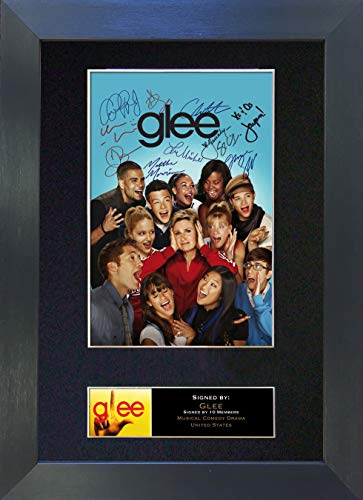 GLEE Signed Autograph Mounted Photo Reproduction PRINT A4 Rare (297 x 210mm) #118 (Black Frame)